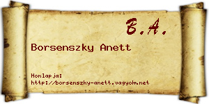 Borsenszky Anett névjegykártya