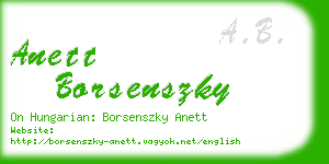 anett borsenszky business card